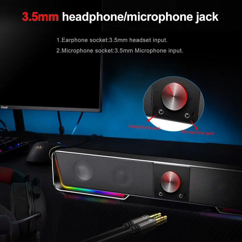 REDRAGON GS570 Darknets: Suporte Bluetooth, Sem Fio, Aux 3.5, Surround RGB, Alto-falantes