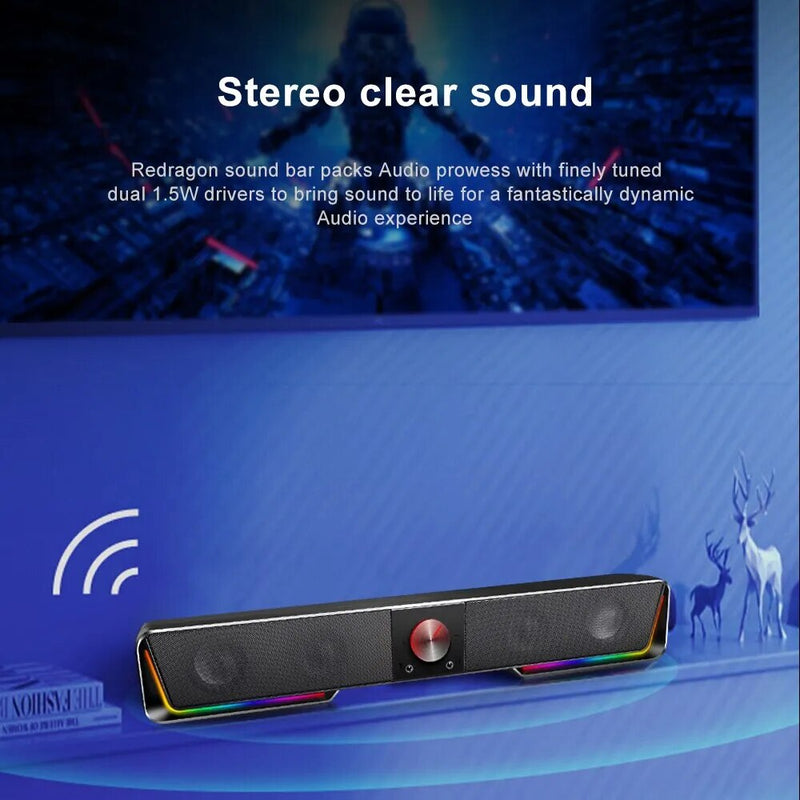 REDRAGON GS570 Darknets: Suporte Bluetooth, Sem Fio, Aux 3.5, Surround RGB, Alto-falantes