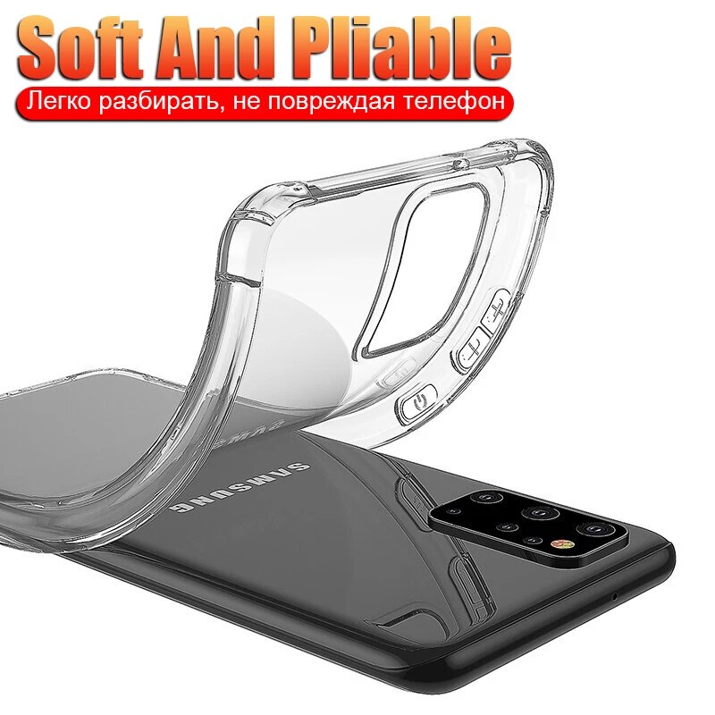 Capa de Silicone Macia Transparente à Prova de Choque para Samsung Galaxy