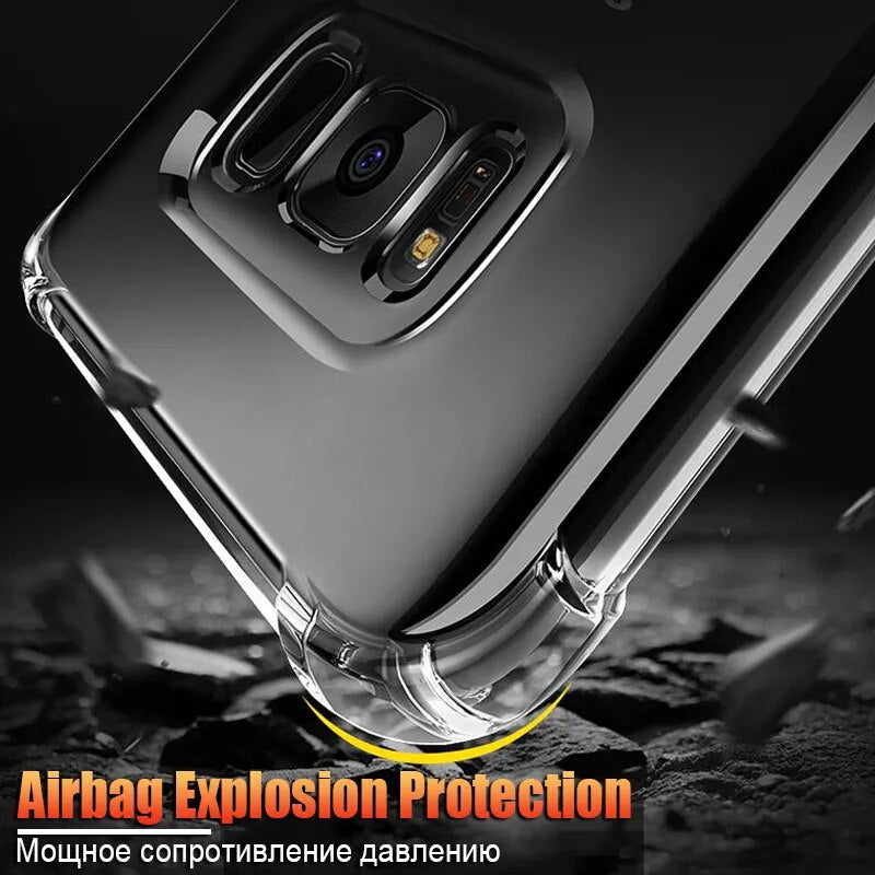 Capa de Silicone Macia Transparente à Prova de Choque para Samsung Galaxy