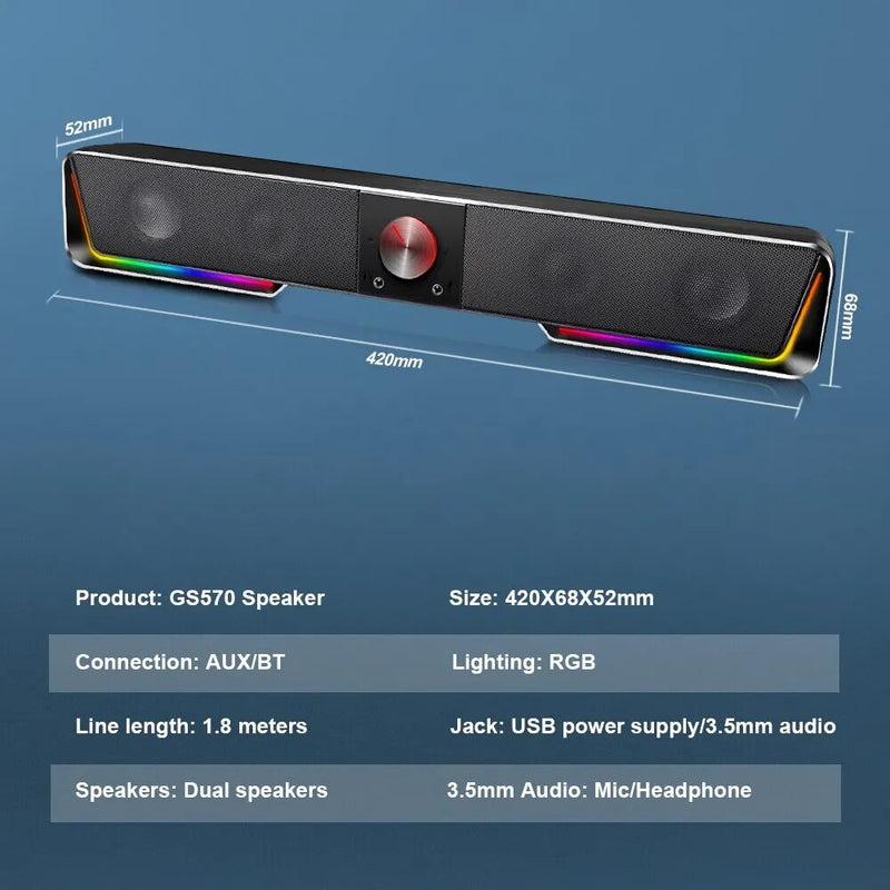 REDRAGON GS570 Darknets: Suporte Bluetooth, Sem Fio, Aux 3.5, Surround RGB, Alto-falantes